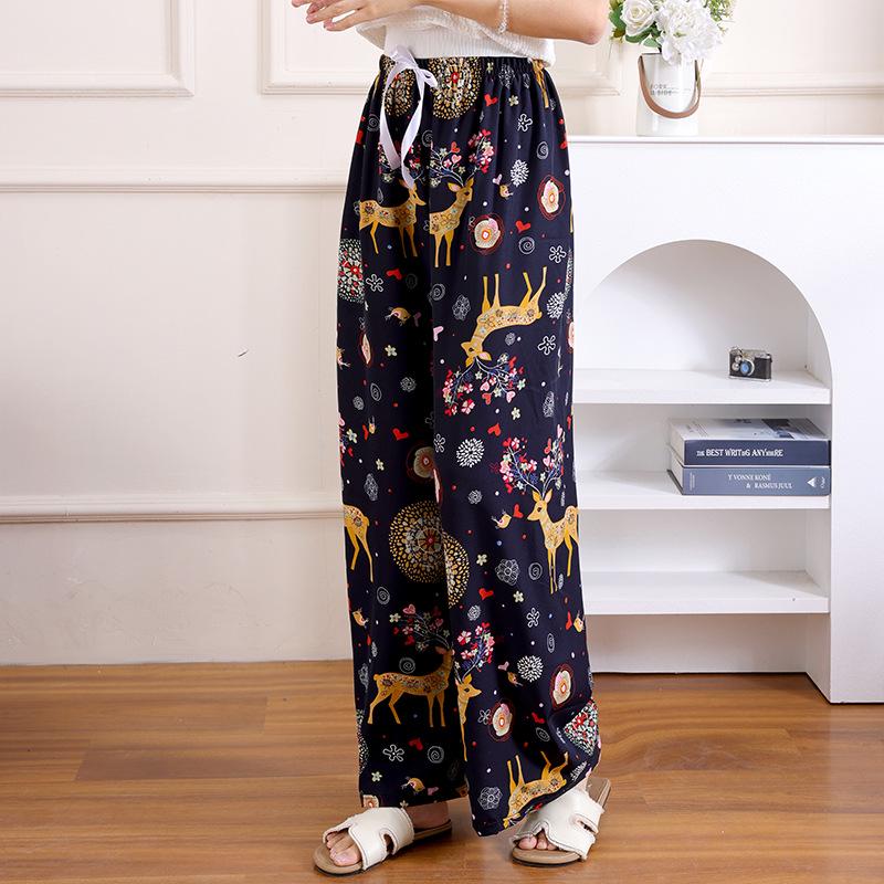 Sommer Damen Eis Seide High-Waist Weite Hosen - Lässig, Locker und Kühl für Zuhause oder Draußen