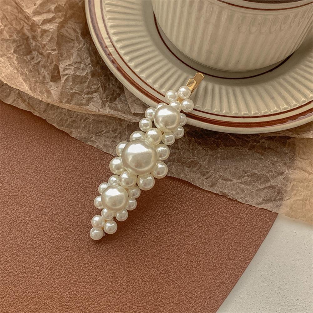 Handmade Pearls Hair Clips Pin for Women Geometric Flower Barrettes Headwear Girls Sweet Hairpins Hair Accessorie