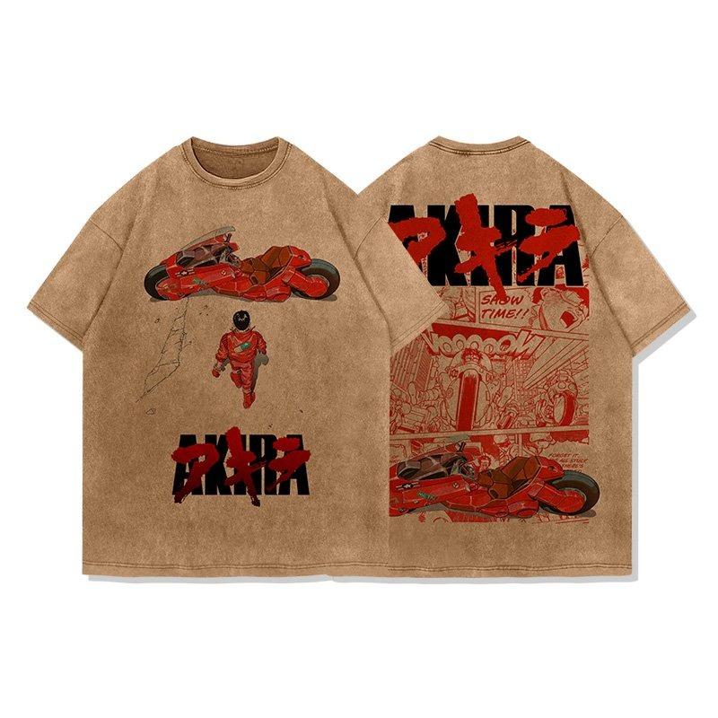 Akira Anime Men's Short-Sleeve T-Shirt Printed T-Shirt Street Style Retro Summer Casual Top Japanese Comic Style Y2K Clothing