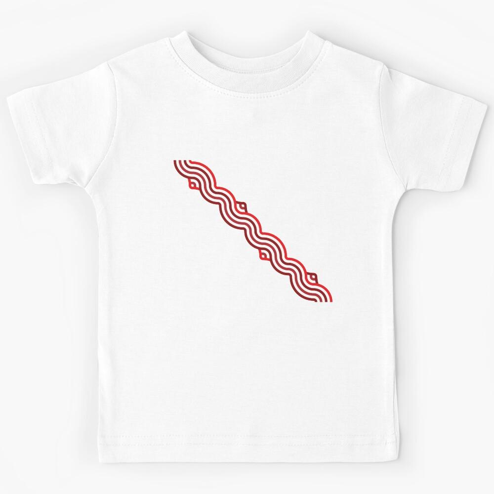 Diagonal Waves Pattern – Red & Burgundy Kids T-Shirt 150