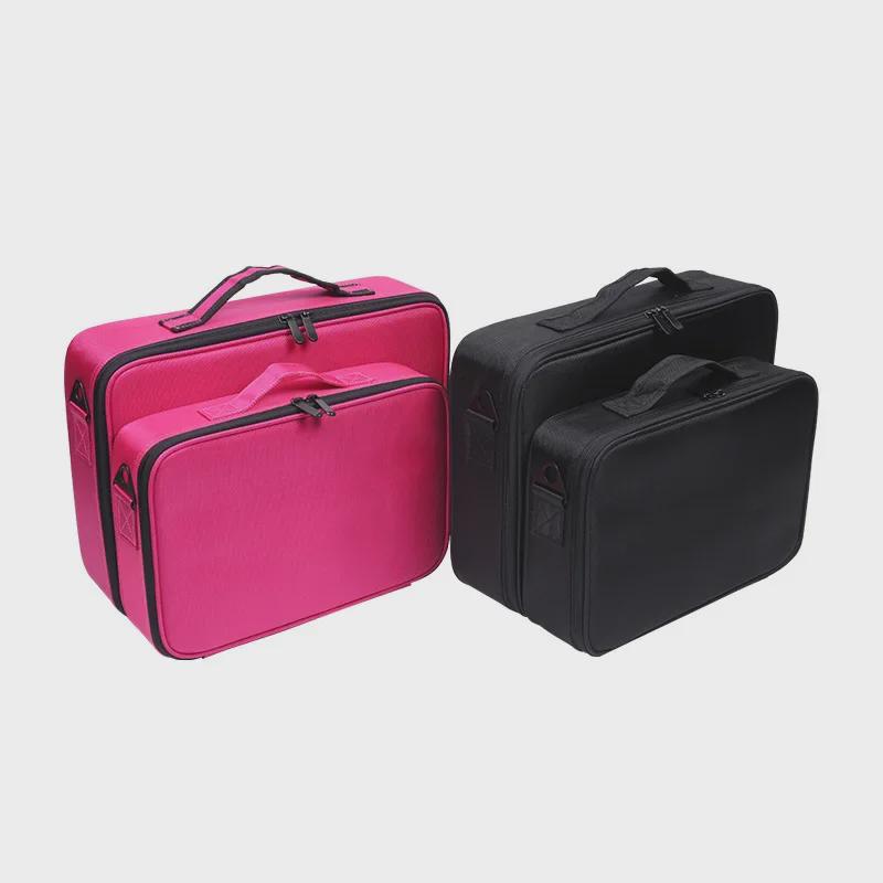 Portable Two-Tone Travel Cosmetic Bag with Tattoo Tool Storage and Large Capacity Divider