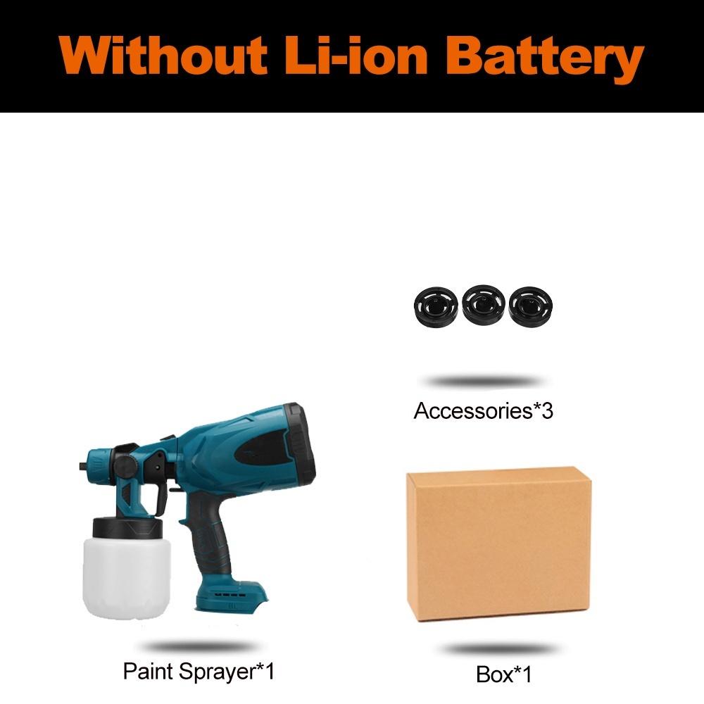 

1500 Вт 800 мл 25000 об/мин Аккумуляторный электрический краскопульт с 3 насадками, регулировкой потока, аэрограф, краскопульт высокой мощности Only machine