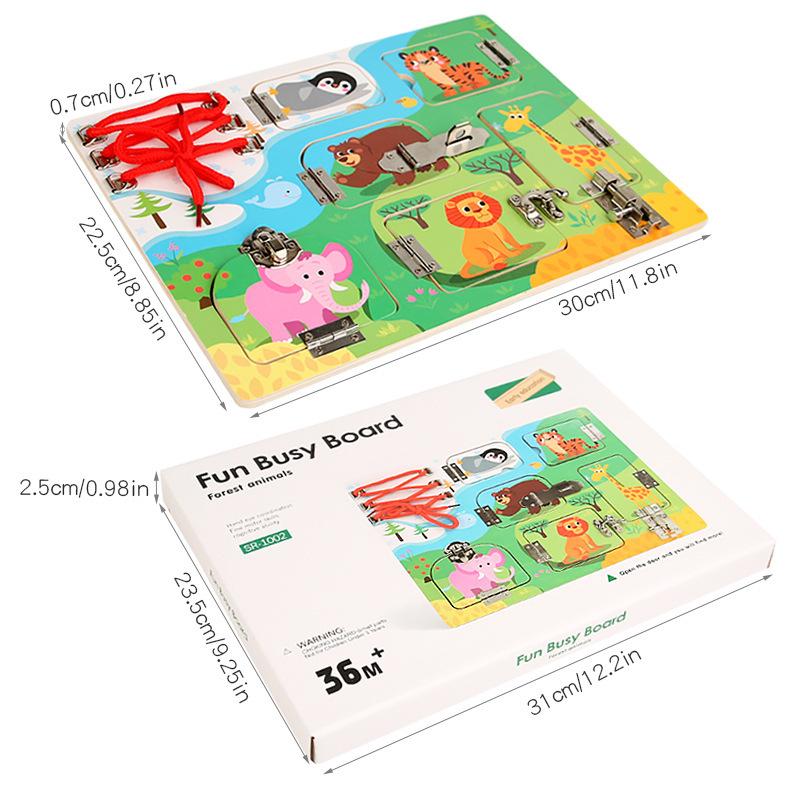 

Wooden children s Montessori early education busy board unlocking board, hands-on ability life educational toy gift