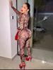 Leopard Print Zipper Jumpsuit - Trendy Euro-American Fashion for Women