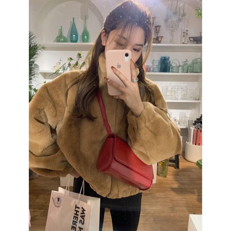 

Новая куртка из искусственной шерсти кролика Рекс, женская утепленная куртка, свободная спортивная, симпатичная, повседневная, короткое пальто S recommends less than 50kg