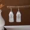 Ethnic Miao Silver Tassel Earrings - Retro Long Dangle Scenic Studs for Women