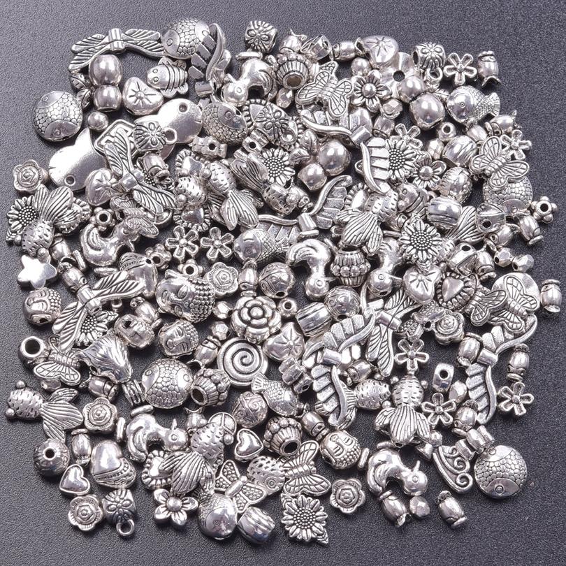 

Multistyle Vintage Silver Color Loose Beads For Jewelry Making Supplies Animal Flower Butterfly Charms Bead DIY Bracelets Kralen Random Mix 10pcs