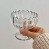 High Legged Glass Bowl Korean Ins Transparent Flower Shape Restaurant Homehold Tableware Ice Cream Dessert Fruit Yogurt Bowls