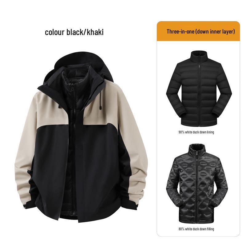Anpassbares Team Windbreaker Set: Outdoor Drei-in-Eins mit Logodruck und herausnehmbarem Daunenfutter