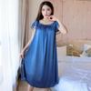 Women Faux Ice Silk Nightgowns Sleeping Dress Medium Length Short Sleeve Nightdress Sexy Sleepwear Home Wear Loungewear Pyjama