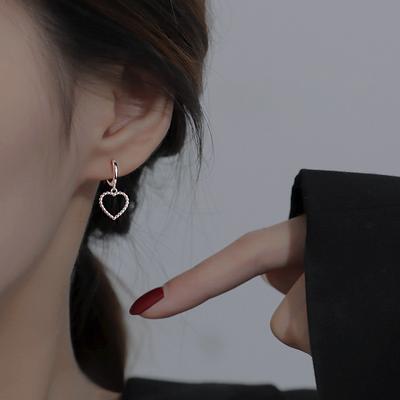Love Ear Buckle Earrings Women's Fashion Simple Cold Wind Hollow Heart Earrings