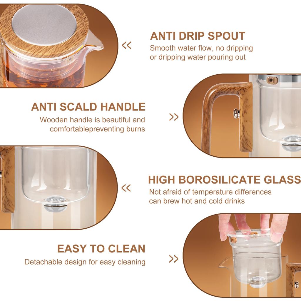 Enchanti Tea Pot, Water Separation Witchcraft Teapot, Glass Teapot with Infuser and Strainer, Enchantipot Magic Tea Pot