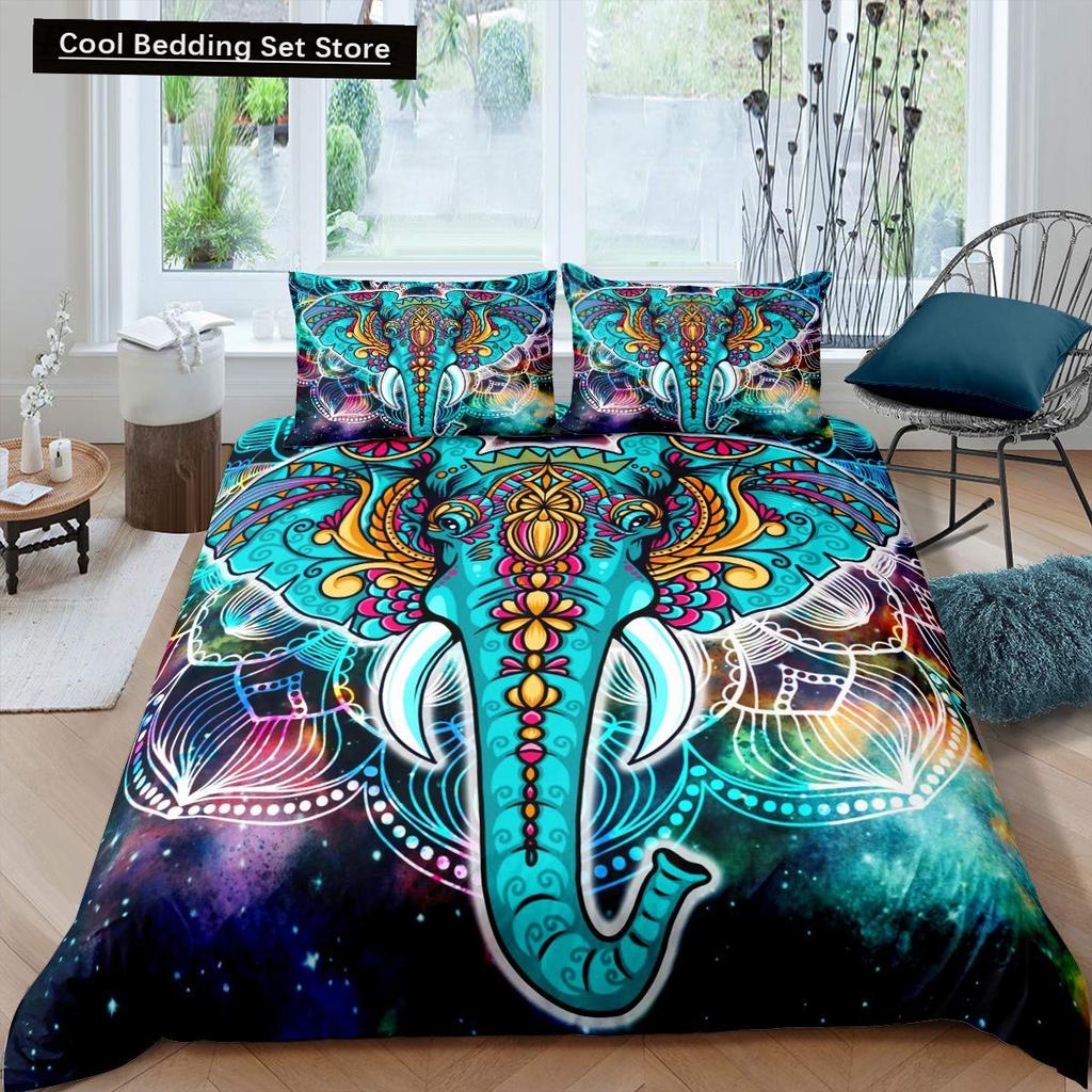 Tribal Ethnic Elephant Duvet Cover Exotic Style Bedding Set Boho Mandala Flower Paisley Quilt Cover Polyester Comforter Cover