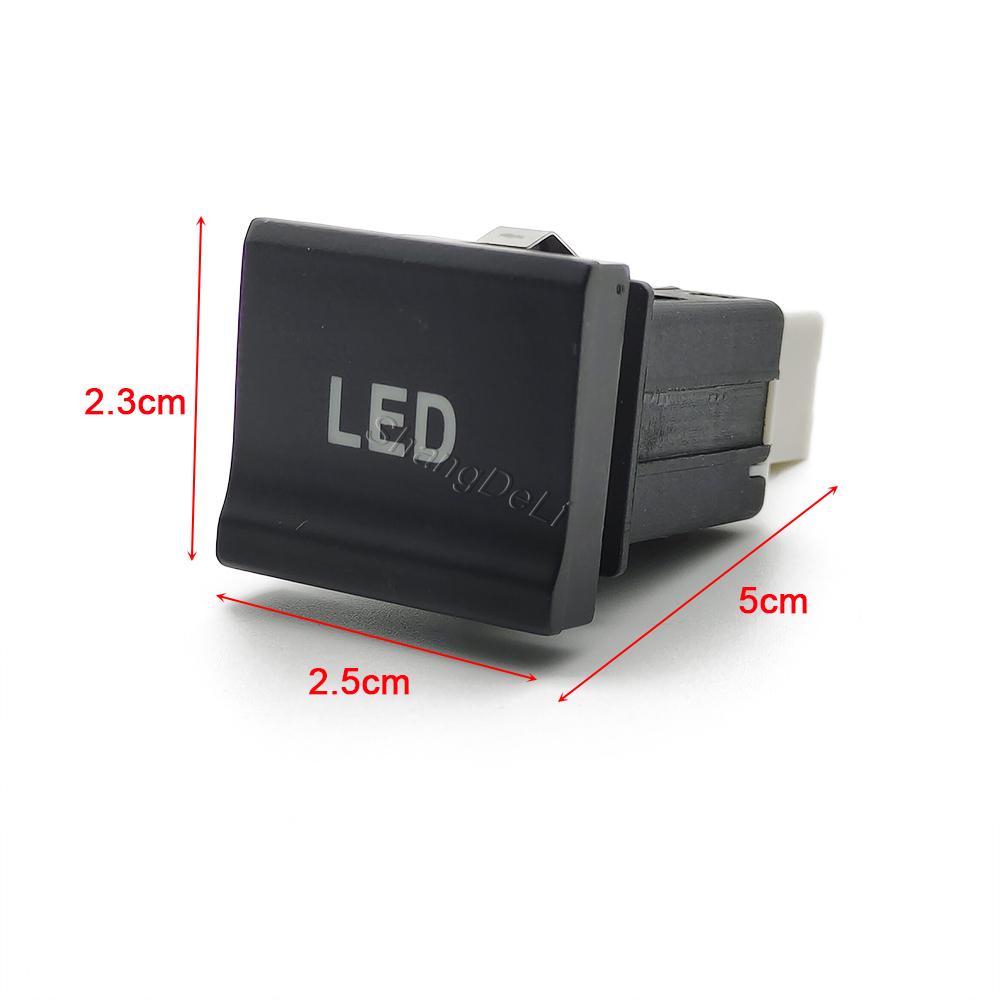 23mm*25mm Car Red LED Light Power On Off Switch Button With Wire For VW Polo 6C 2014 2015 2016 Accessories