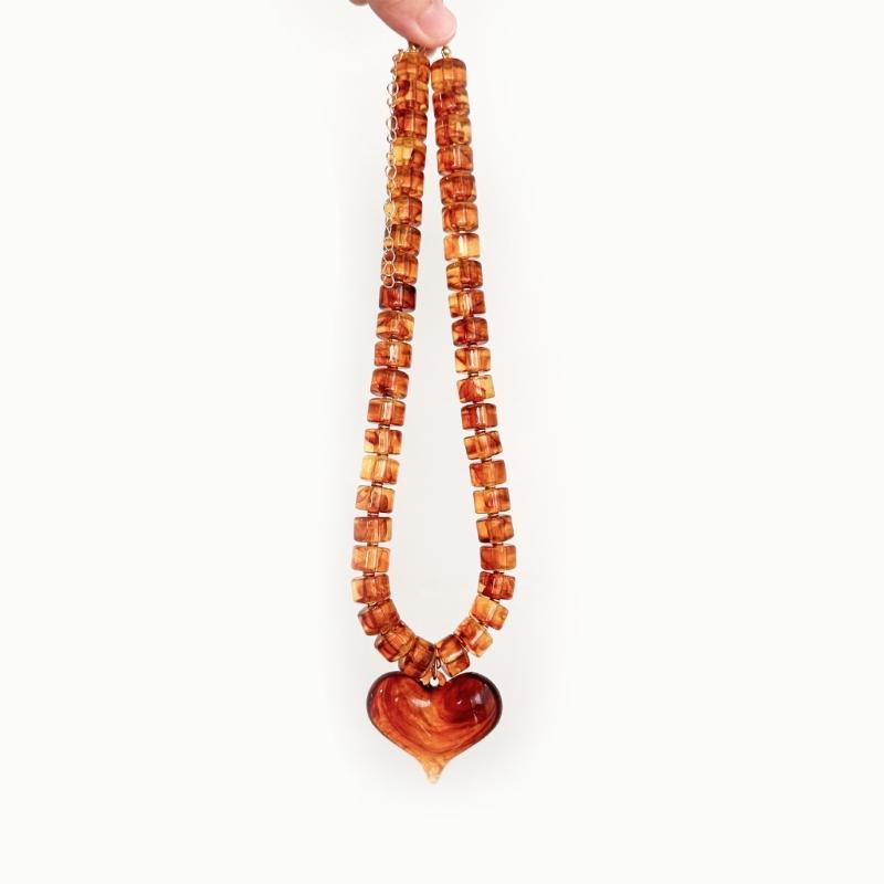 Oversized Rosin Heart Necklace Unique Textured Finish Softened Everyday Wear Fashion Addition