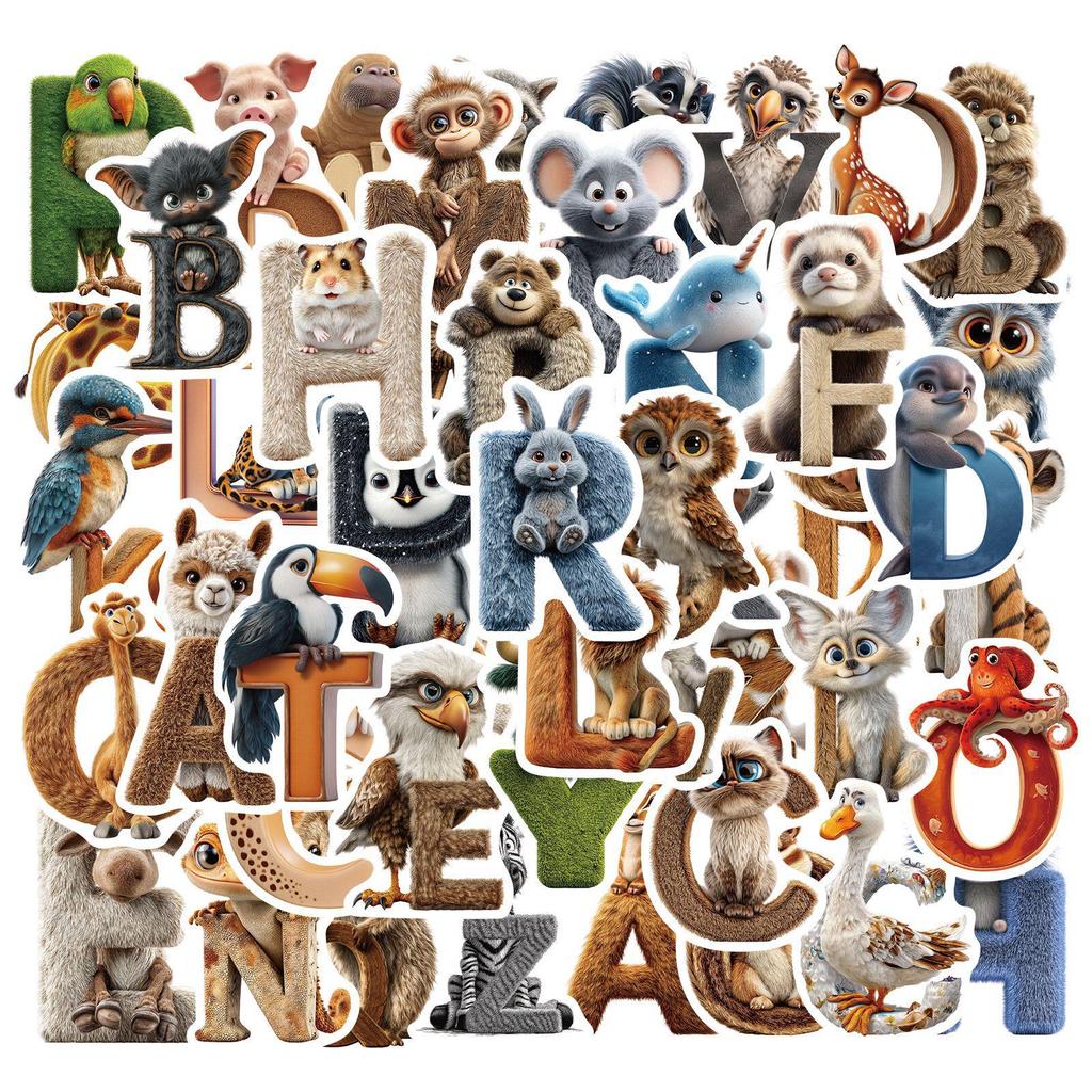 Sada samolepek divoké zvěře: Los, Alpaka, Panda & Lev