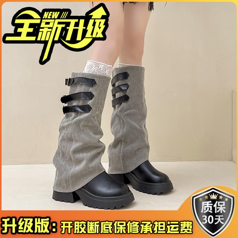 Retro knight boots thick-soled buckle women's boots autumn and winter fashion and thin design temperament fashion boots tide