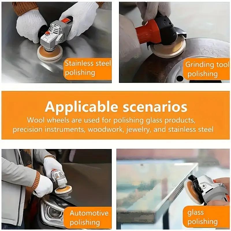 1 Stück/5/10 Stück 4 Zoll Filz-Polierscheibe, Polierscheibe, Metall Aluminium, Edelstahl, Schmuck, Holz, Glas Polierscheibe