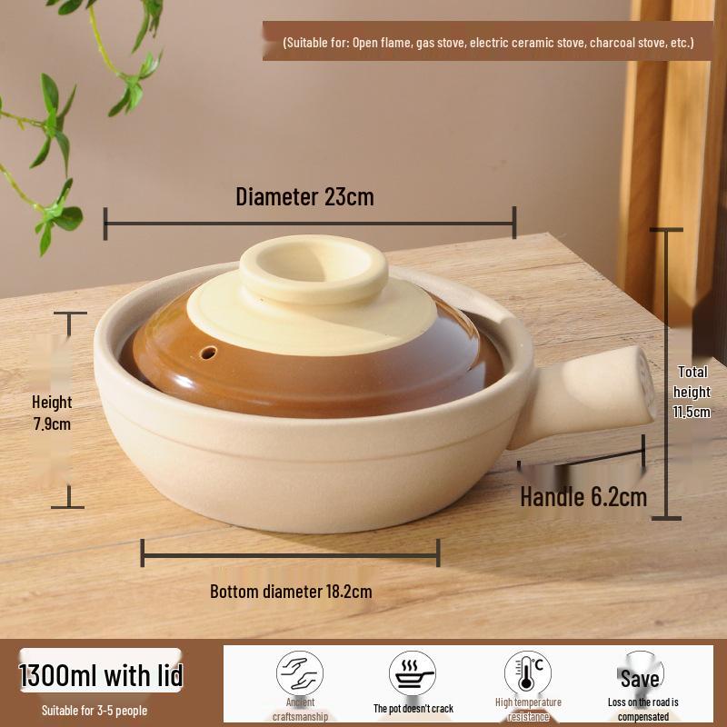 Жаропрочная глиняная кастрюля для риса с ручкой – Идеально подходит для приготовления риса и лапши, Коммерческая керамическая глиняная посуда.