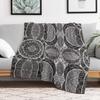 Mamma Africa Geometric Tribal Pattern White Outline Throw Blanket Cozy Home Blanket Gift for Christmas Holiday