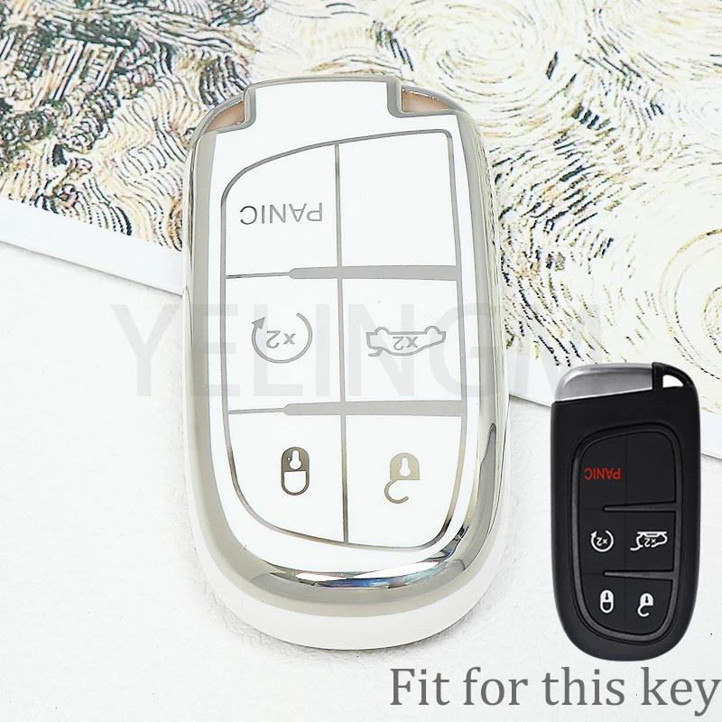 3 5 Buttons Soft Tpu Car Key Case Cover For Jeep Grand Cherokee Dodge Jcuv Dart Journey Chrysler 300C Fiat Remote Fob Keychain