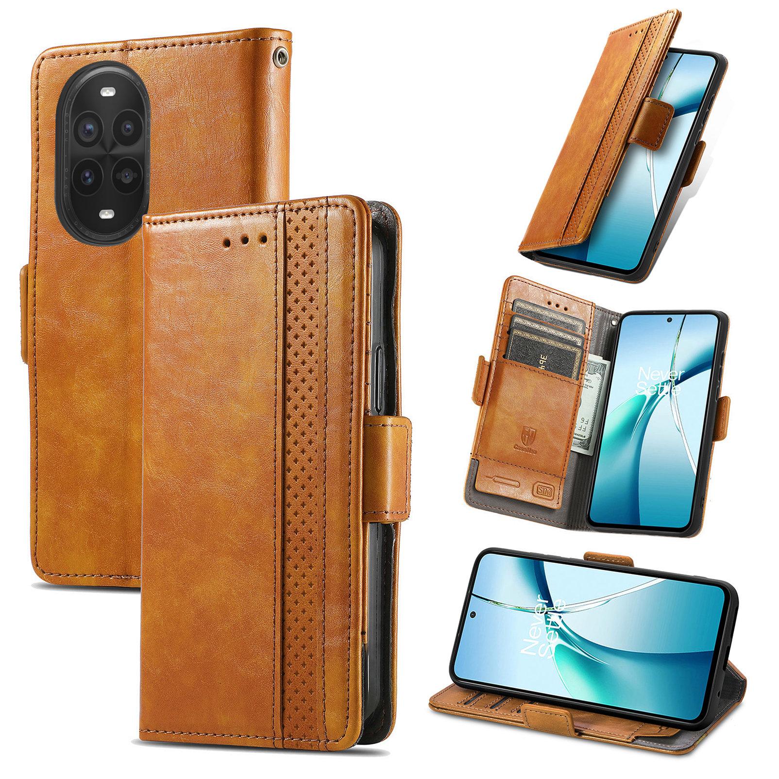 

For Huawei nova 13 Pro 5G Phone Cases CASENEO PU Leather Cover Stand with RFID Blocking Wallet Khaki