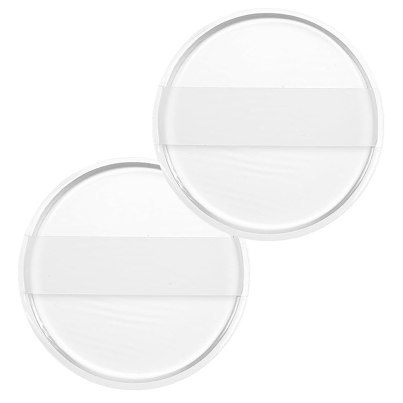 2Pcs Silicone Makeup Sponge, Clear Round Powder Puff Washable Makeup Applicator for Women Girls Non-Absorbent Cosmetic Beauty Sponge for Foundation, no case
