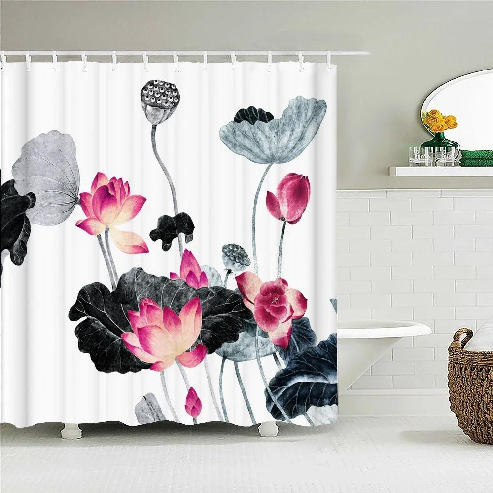 Elegant Chinese Landscape Print Waterproof Shower Curtain - Stylish,Durable &Easy-Care Choice for Multiple Bathroom Décor Themes
