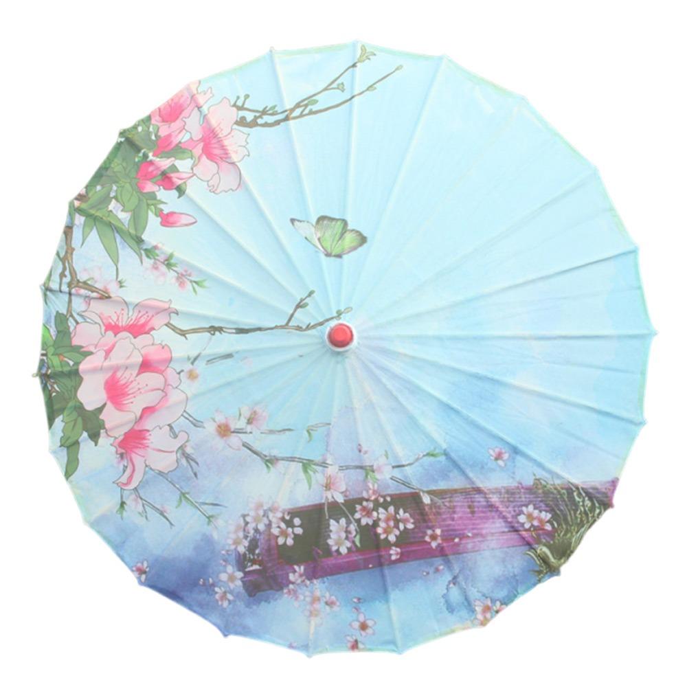 Printed Silk Oiled Paper Umbrella Tassel Design Silk Fabric Umbrella Bridesmaids Party
