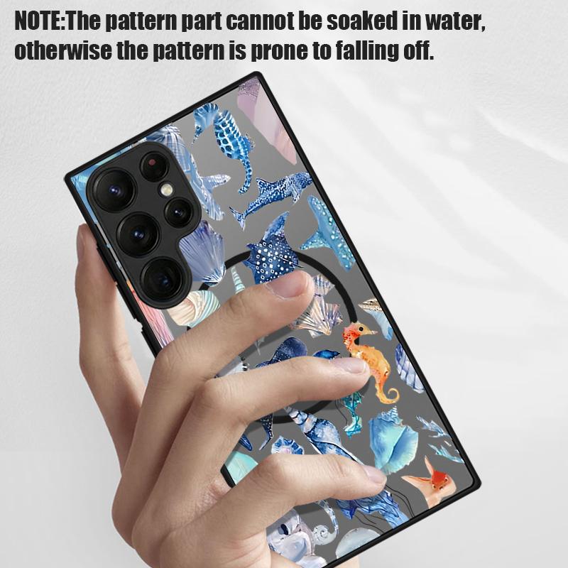 Magnetic For Magsafe Case For Samsung Galaxy S26 Ultra S25 Edge S24 S23 S22 Plus S21 FE Jellyfish Dolphin Pattern Hybrid Matte Cover
