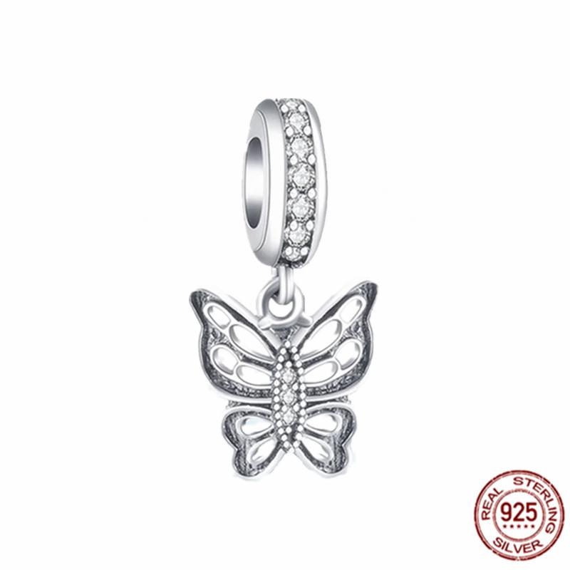 New S925 Sterling Silver Pet Cat Dog Fox Owl Turtle Animal Series Elephant Charm Bead Fit Original Bracelet DIYJewelry