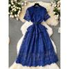 Retro Lace Ruffles Silm Dress Embroider