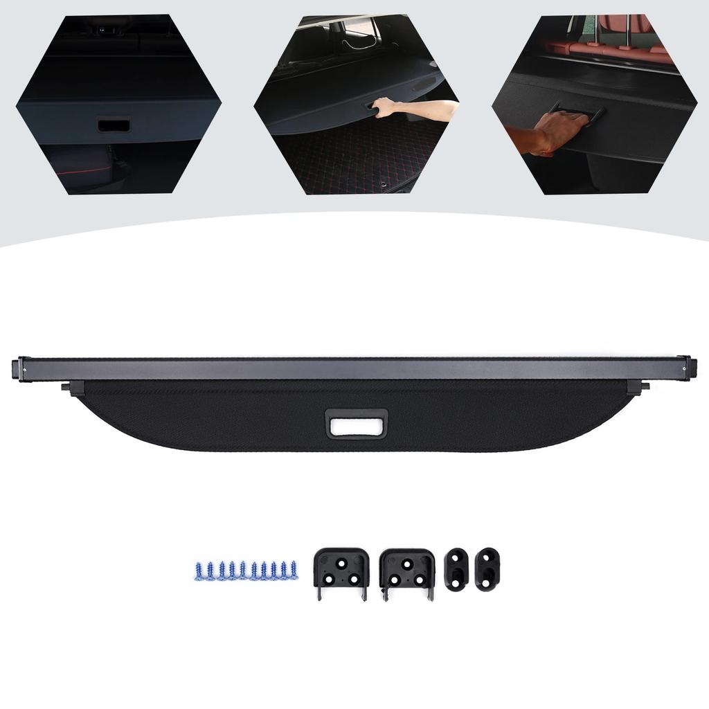 Universal Black Trunk Cargo Cover for Kia Seltos 2020 2025-2025, Car Trunk Shade Protector & Security Shield, Lightweight Design
