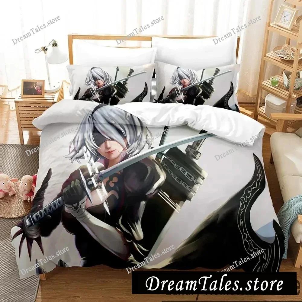 Home Textile Cartoons NieR Automata 2B Cover Duvet Cover Pillow Case Boy Girl Polyester Bedding Set King Queen Twin Size