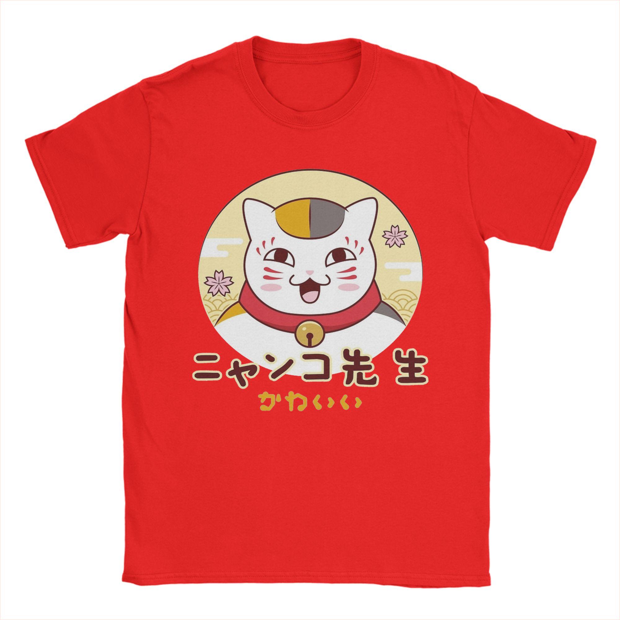 

Мужские футболки Nyanko Sensei Neko Natsumes Book Of Friends Аниме Чистый хлопок Винтажная футболка Подарок на день рождения Футболки S