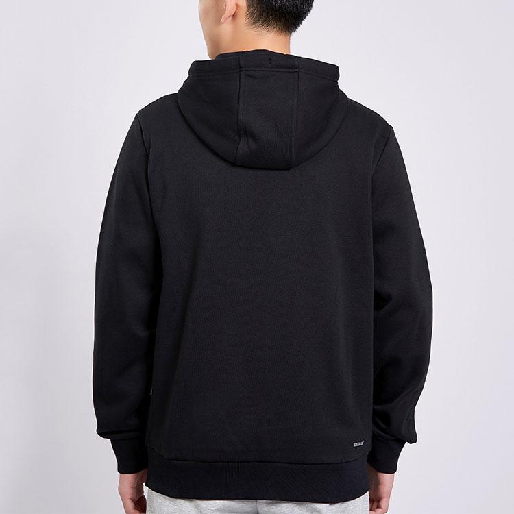 Li Ning Badminton Serie Kapuzen-Fleece-Cardigan Herren Sweatshirts Schwarz AWDTD77-1