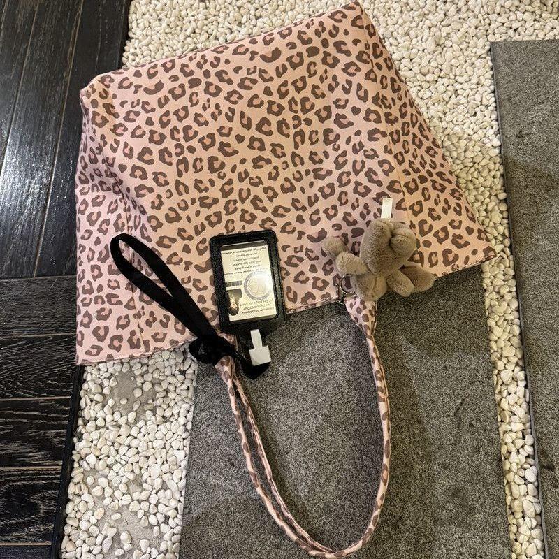 Retro style leopard print canvas bag girl lazy casual shoulder messenger bag large capacity commuter trendy bag