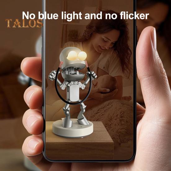 LED Night Light Cute Cartoon Robot Desk Lamp Dimmable Flicker Free USB Rechargeable Bedside Lamp Bedroom Decor