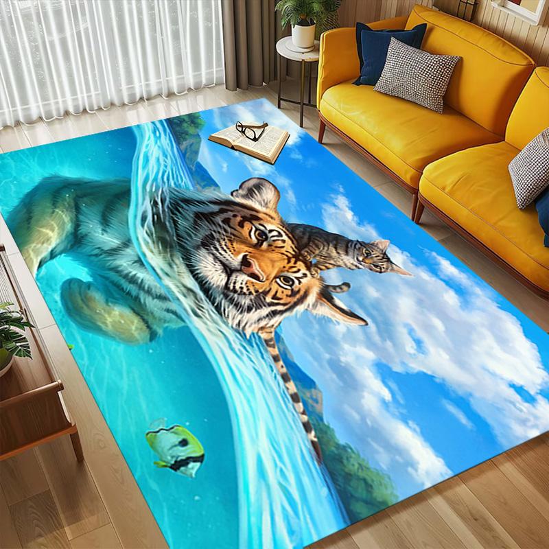 Ocean Tiger Living Room Nonslip Area Rug Soft Carpet For Bedroom Game Playroom Sofa Office Home Decor Doormat Christmas Gift C9301490