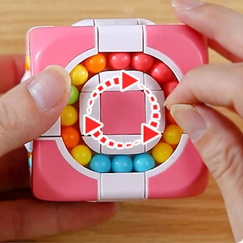 Rotating Bean Intelligence Fingertip Cube for Kids Finger Gyro Antistress Cube Learning Educational Magic Disk Toy Children
