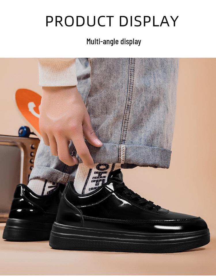 Herbst Übergröße Herren Lackleder FreizeitsportSchuhe mit dicken Sohlen