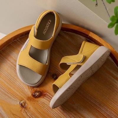 Sommer Neue Frauen Dicke Sohle Sport Sandalen Dame Wohnungen Bequeme Beiläufige Weiche Sohle Leder Student Schuhe Große Größe