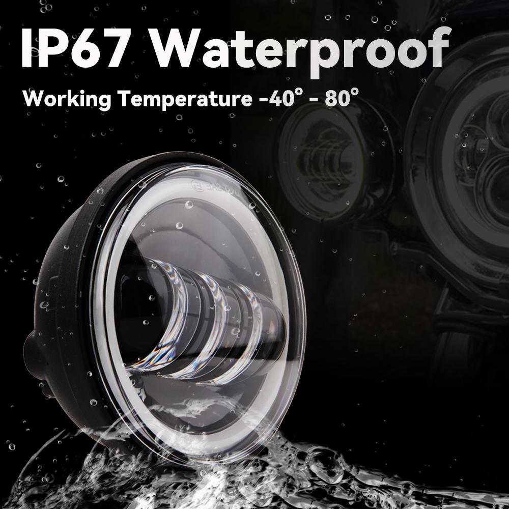 2pcs 4.5 Inch Motorcycle Led Fog Light DRL Led Fog Angel Eyes 30W Round Waterproof 4 1/2 Auxiliary Passing Lamp for Motorcycles