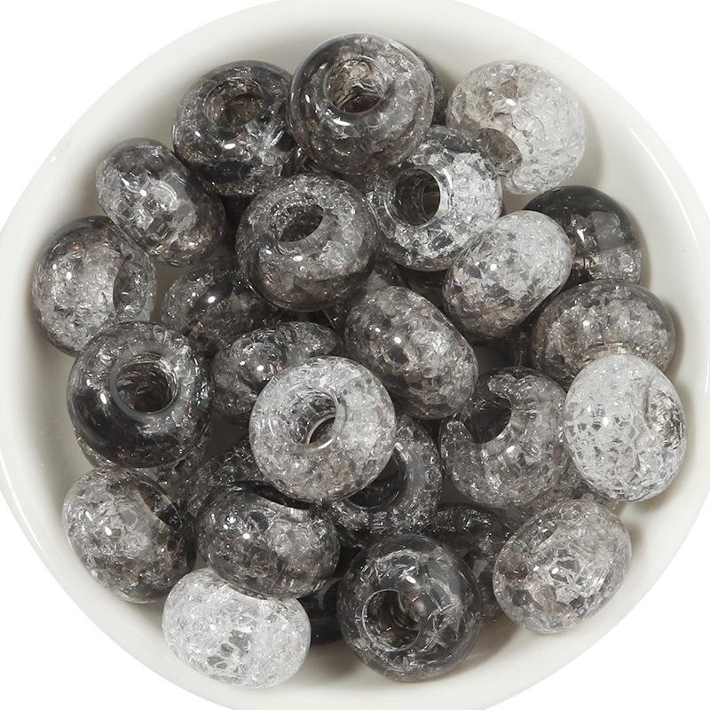 50 Acrylic Two-Color Crackle Crystal Large Hole Beads - Spring Color Spacer for DIY Bracelets
