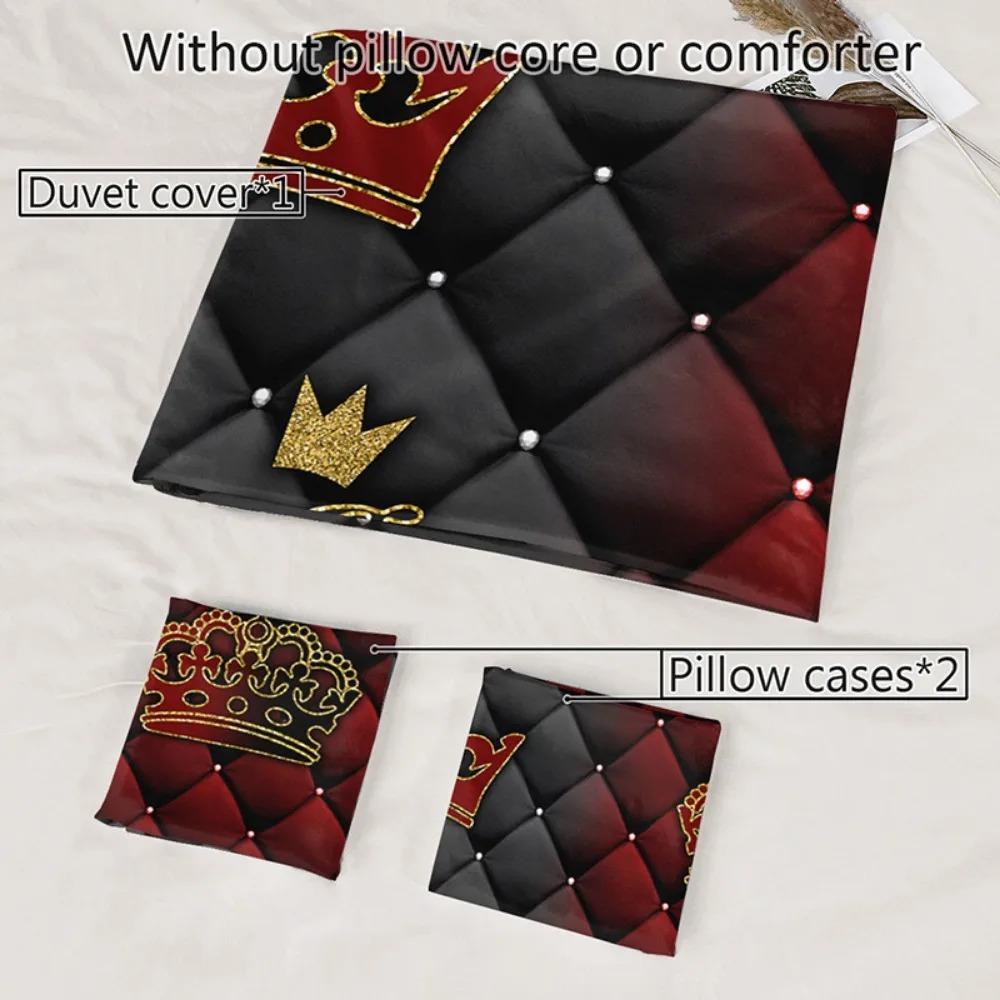 3Pcs Black Red Bedding Set King Queen Rrown Printed Cozy Duvet Cover Set King Queen Twin Single Size Birthday Gift Bedroom Decor