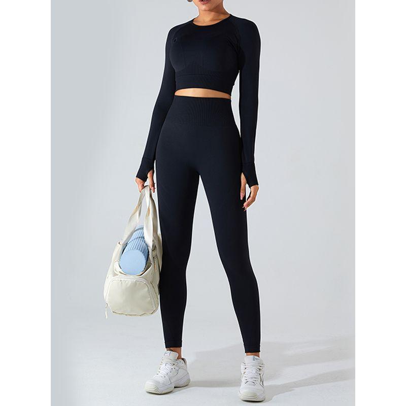 Yoga Clothes Suit Women's 2023 New Arrival Fall and Winter Tight Long Sleeves Fitness Clothes Tops Fancy Bright Color Sports Quick-Drying
