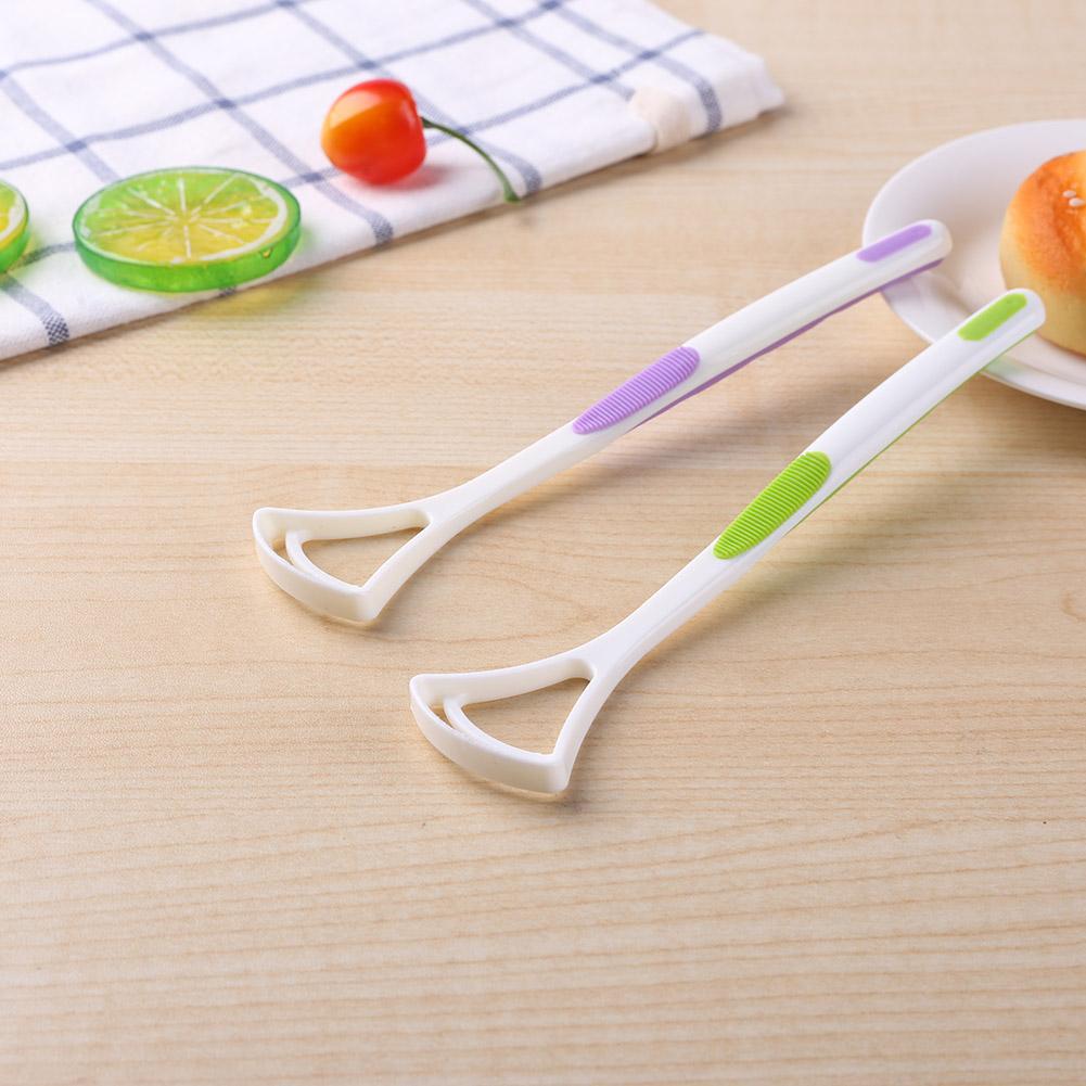 Tongue Brush Tongue Scraper Cleaner Dental Oral Care Tongue Cleaning Tool Anti-slip Design 180x35mm Yellow Blue Pink Green