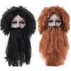 Authentic Long Black Wildman Wig And Beard Costume Set For Halloween Celebrations