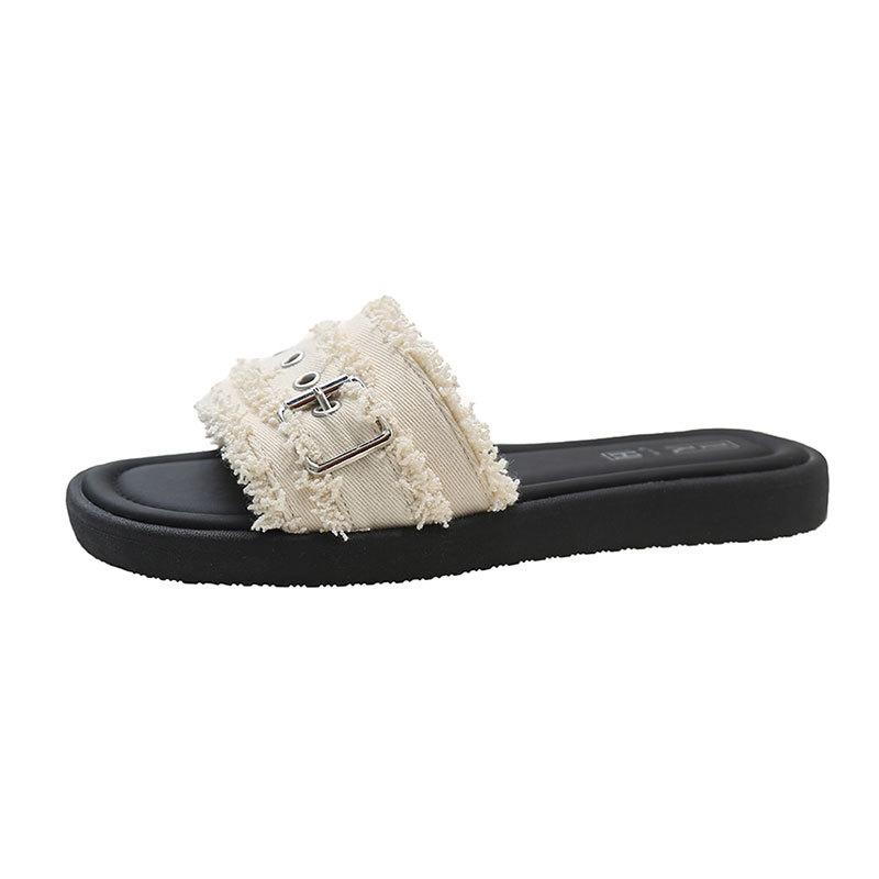 Slippers Women's Summer Wear Fashion 2025 New with Skirt Flat Bottom One-word Drag Casual Versatile Beach Cool Slippers