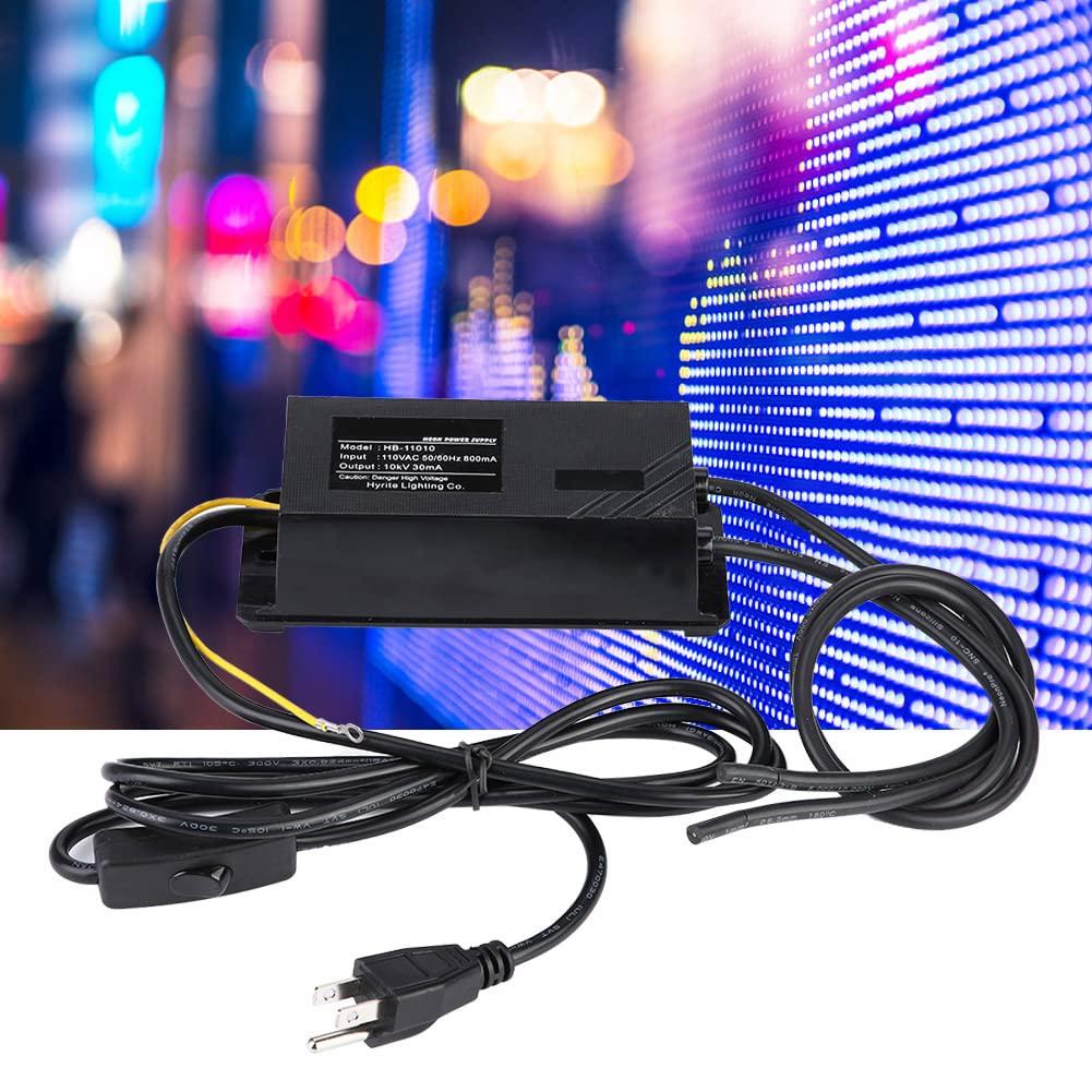 Neon Sign Power Supply, 10KV 30mA, 110V Compatible, Neon Light Transformer, Black, DIY Store Sign, Home Decor, Electronic Neon Sign Kit